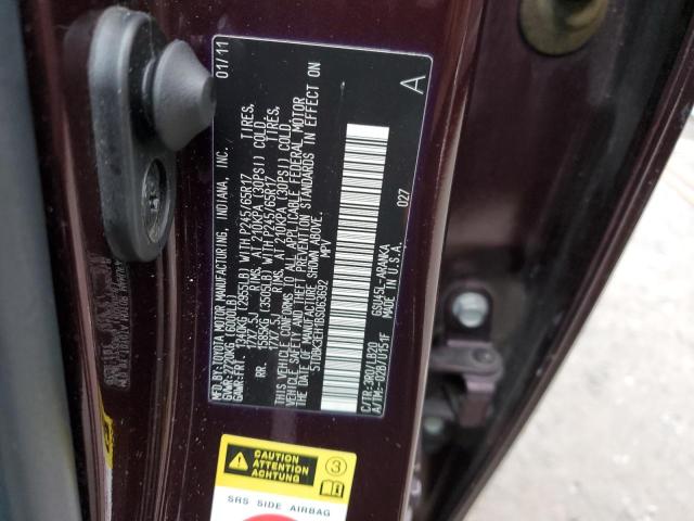 5TDBK3EH1BS063692 - 2011 TOYOTA HIGHLANDER BASE برغندي صورة 13