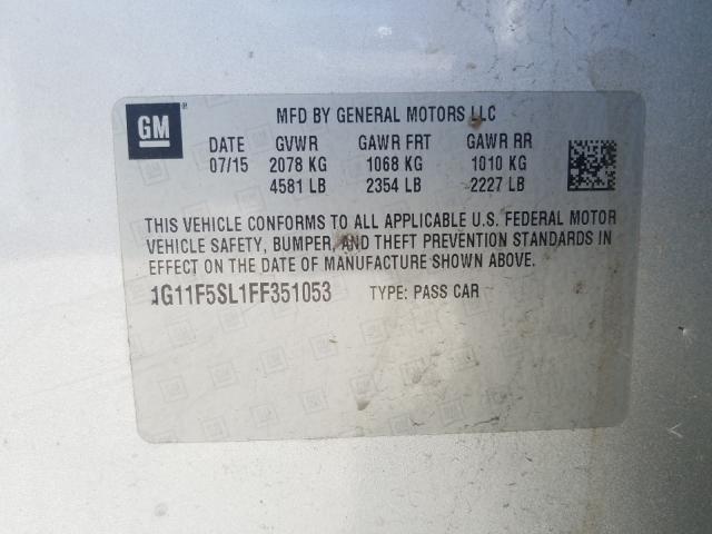 1G11F5SL1FF351053 - 2015 CHEVROLET MALIBU LTZ  照片 10