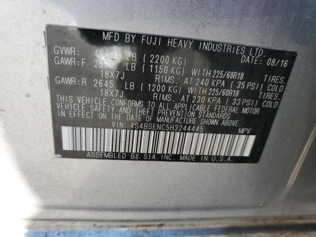 4S4BSENC5H3244445 - 2017 SUBARU OUTBACK 3.6R LIMITED SILVER photo 13
