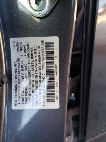 2HGFC2F56JH509010 - 2018 HONDA CIVIC LX GRAY photo 12