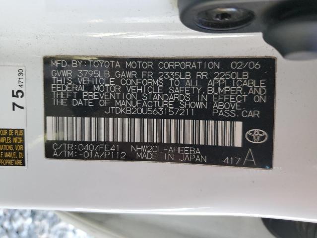 JTDKB20U563157211 - 2006 TOYOTA PRIUS WHITE photo 12