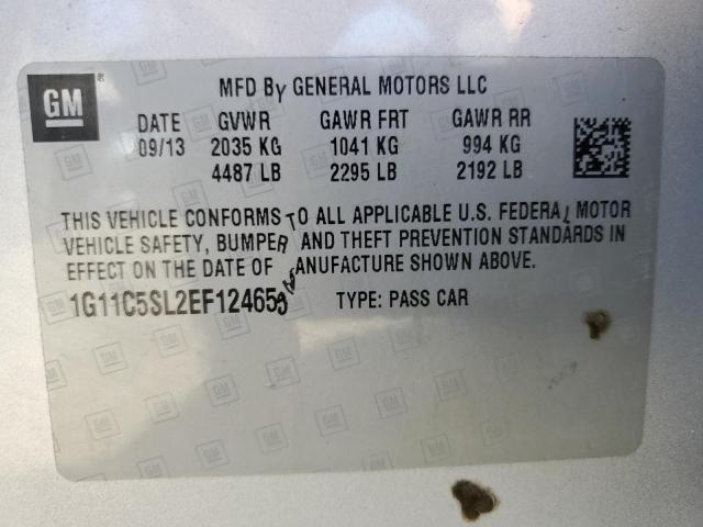 1G11C5SL2EF124655 - 2014 CHEVROLET MALIBU 1LT ვერცხლისფერი ფოტო 12