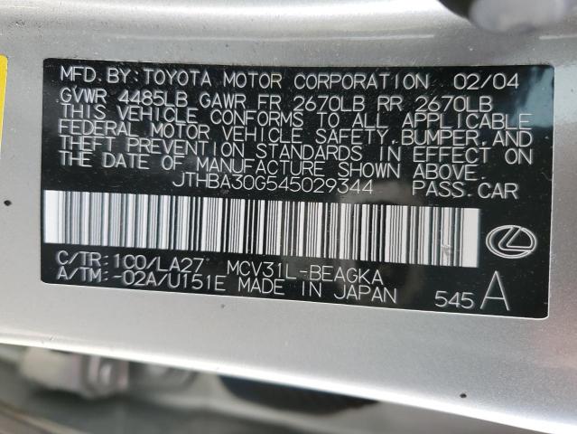 JTHBA30G545029344 - 2004 LEXUS ES 330 SILVER photo 12