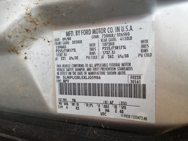 5LMPU28L5XLJ05986 - 1999 LINCOLN NAVIGATOR  照片 10