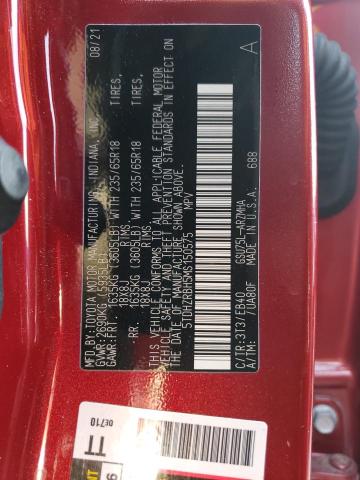 5TDHZRBH5MS150575 - 2021 TOYOTA HIGHLANDER XLE RED photo 13