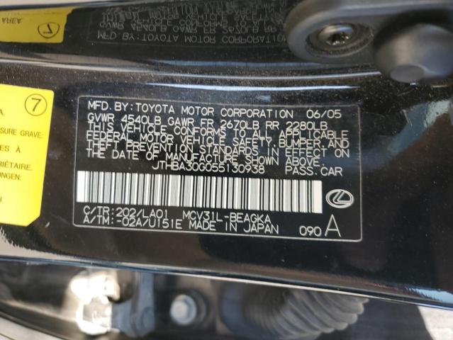 JTHBA30G055130938 - 2005 LEXUS ES 330 BLACK photo 13