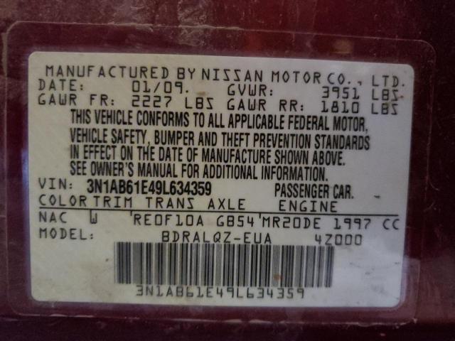 3N1AB61E49L634359 - 2009 NISSAN SENTRA 2.0 MAROON photo 13