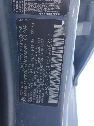 WBAAZ33434KP88323 - 2004 BMW 325 IS SULEV GRAY photo 12