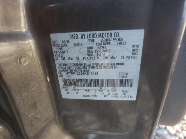 1FTRF12228KE13435 - 2008 FORD F150 GRAY photo 12