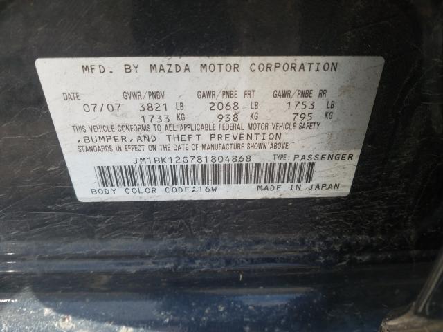 JM1BK12G781804868 - 2008 MAZDA 3 I  photo 10