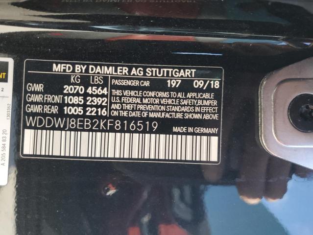 WDDWJ8EB2KF816519 - 2019 MERCEDES-BENZ C 300 4MATIC BLACK photo 12