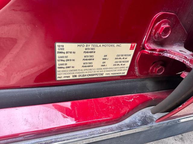 5YJSA1CN9DFP27292 - 2013 TESLA MODEL S Կարմիր լուսանկար 10