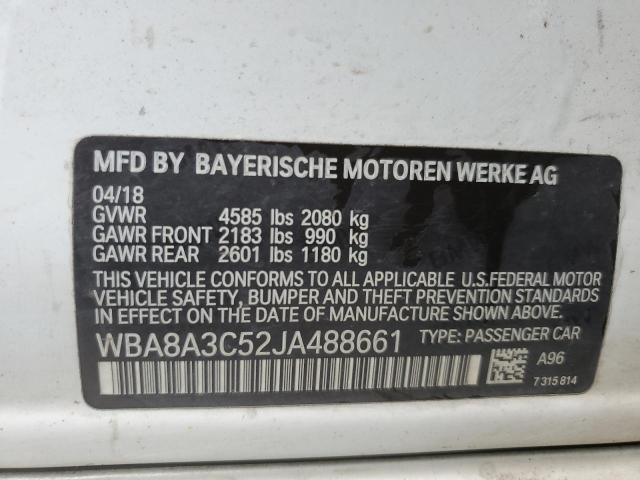 WBA8A3C52JA488661 - 2018 BMW 320 XI WHITE photo 12