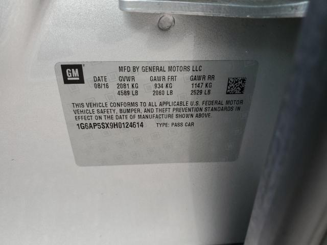 1G6AP5SX9H0124614 - 2017 CADILLAC CTS SILVER photo 12