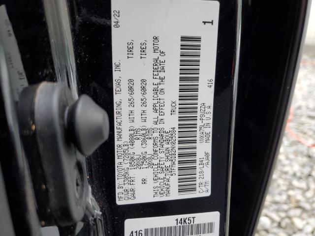 5TFMA5DB2NX025584 - 2022 TOYOTA TUNDRA CREWMAX PLATINUM შავი ფოტო 12