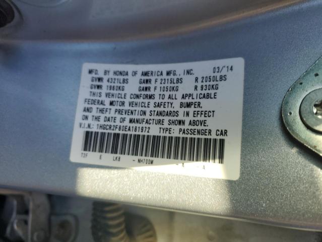 1HGCR2F80EA181972 - 2014 HONDA ACCORD EXL SILVER photo 12