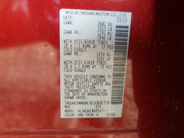 5N1AR2MN0DC658879 - 2013 NISSAN PATHFINDER S  Foto 10