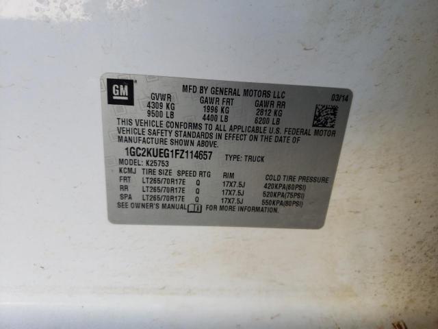 1GC2KUEG1FZ114657 - 2015 CHEVROLET SILVERADO K2500 HEAVY DUTY WHITE photo 12