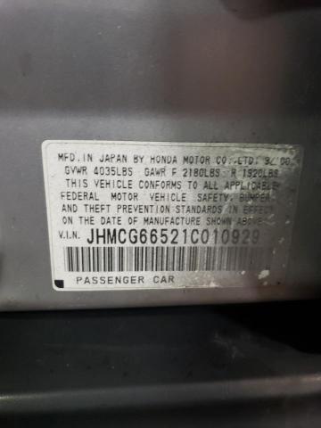 JHMCG66521C010929 - 2001 HONDA ACCORD LX SILVER photo 13