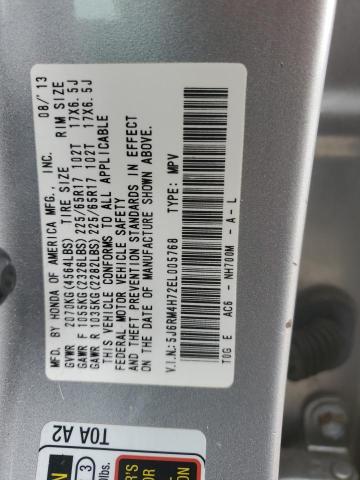 5J6RM4H72EL005768 - 2014 HONDA CR-V EXL SILVER photo 14