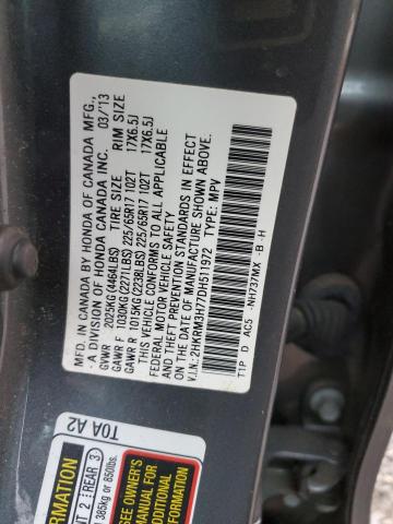 2HKRM3H77DH511972 - 2013 HONDA CR-V EXL GRAY photo 12