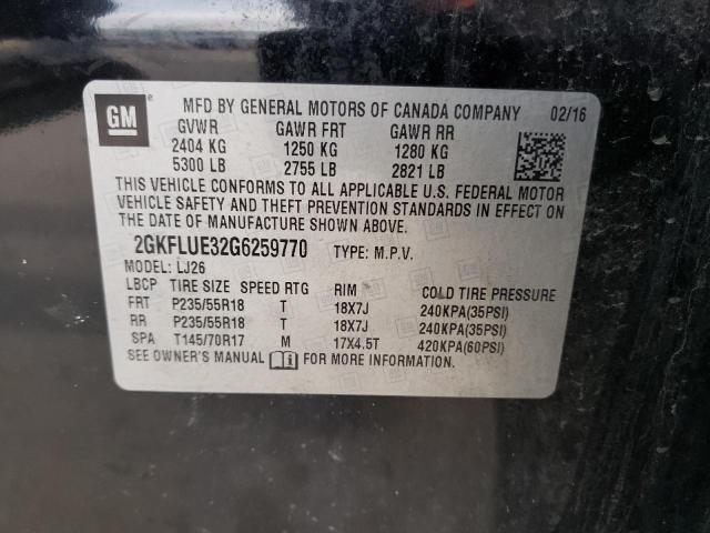 2GKFLUE32G6259770 - 2016 GMC TERRAIN SLT BLACK photo 13