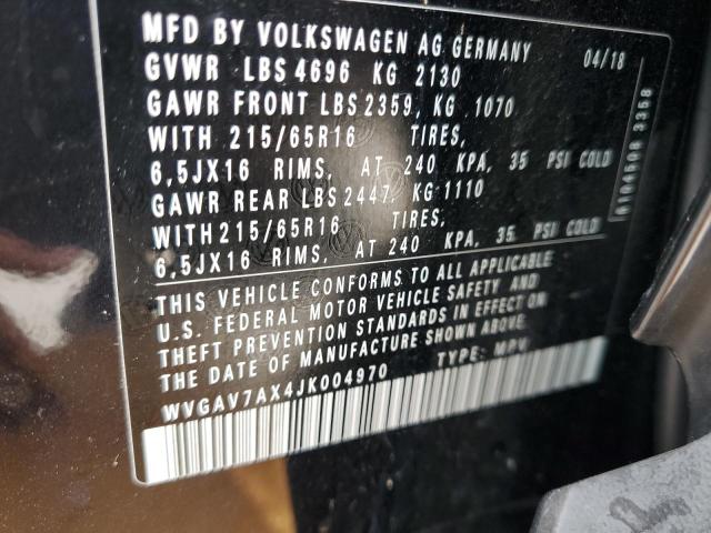 WVGAV7AX4JK004970 - 2018 VOLKSWAGEN TIGUAN LIM BLACK photo 13