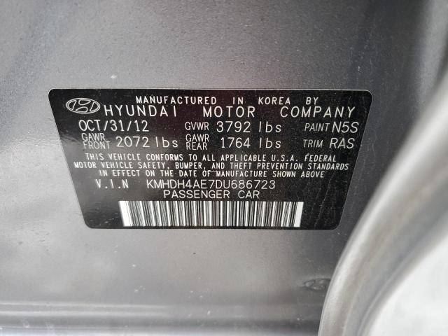 KMHDH4AE7DU686723 - 2013 HYUNDAI ELANTRA GLS SILVER photo 12