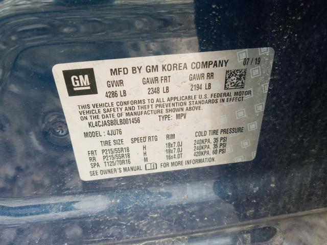 KL4CJASB0LB001456 - 2020 BUICK ENCORE PREFERRED  Foto 10