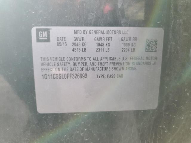 1G11C5SL0FF326993 - 2015 CHEVROLET MALIBU 1LT BLACK photo 12
