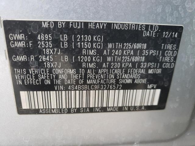 4S4BSBLC9F3276572 - 2015 SUBARU OUTBACK 2.5I LIMITED SILVER photo 13