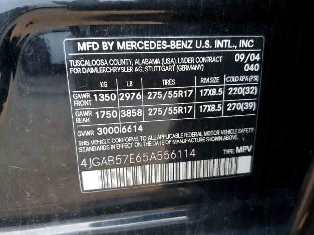 4JGAB57E65A556114 - 2005 MERCEDES-BENZ ML 350 BLACK photo 13