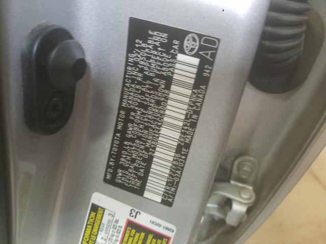 2T1BU4EE4CC800738 - 2012 TOYOTA COROLLA BASE  photo 10