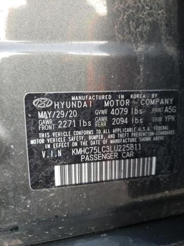 KMHC75LC3LU225811 - 2020 HYUNDAI IONIQ SE GRAY photo 12