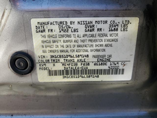 3N1CB51D96L589148 - 2006 NISSAN SENTRA 1.8 GOLD photo 13