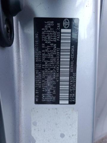 4T1BE46K29U403912 - 2009 TOYOTA CAMRY BASE SILVER photo 12