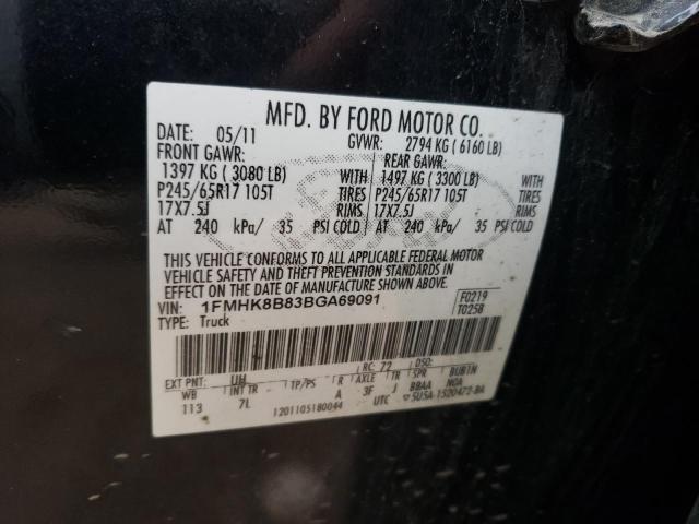 1FMHK8B83BGA69091 - 2011 FORD EXPLORER BLACK photo 14