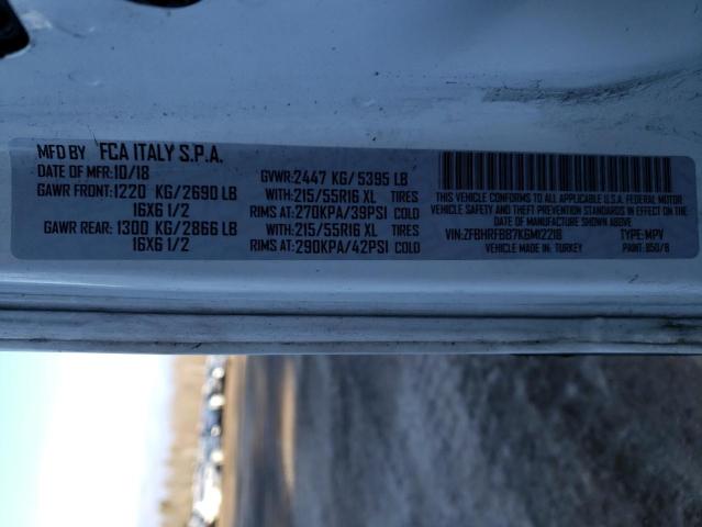 ZFBHRFBB7K6M12218 - 2019 RAM PROMASTER SLT Білий фото 14