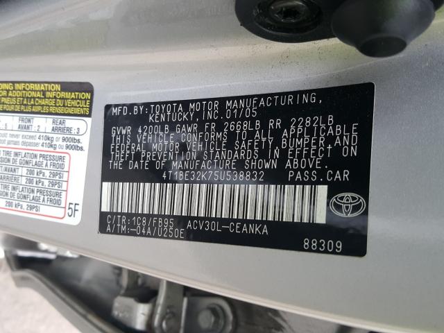 4T1BE32K75U538832 - 2005 TOYOTA CAMRY LE  photo 10