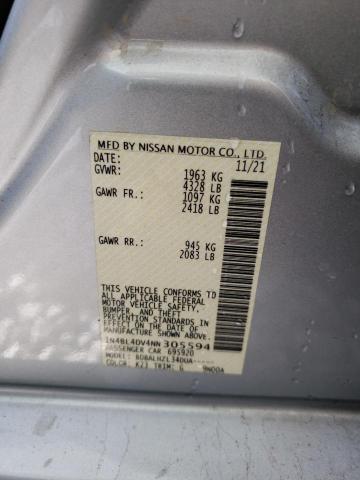 1N4BL4DV4NN305594 - 2022 NISSAN ALTIMA SV SILVER photo 12