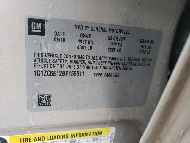 1G1ZC5E12BF155011 - 2011 CHEVROLET MALIBU 1LT 银色 照片 12