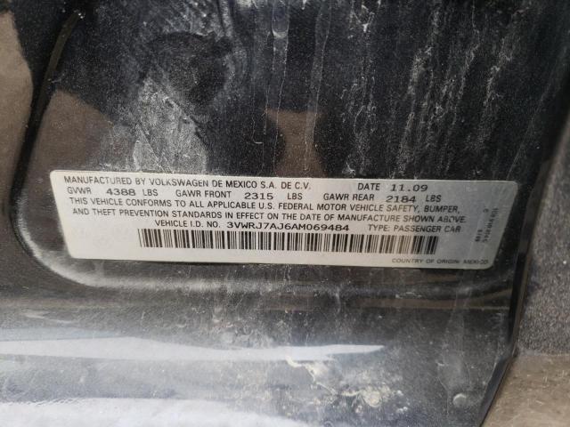 3VWRJ7AJ6AM069484 - 2010 VOLKSWAGEN JETTA WOLFSBURG 黑色 照片 12