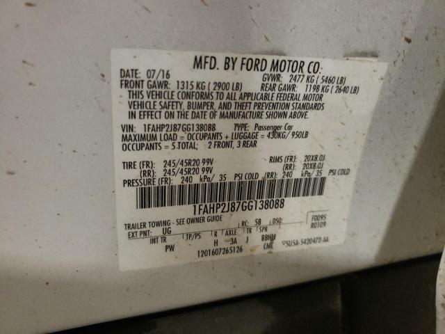 1FAHP2J87GG138088 - 2016 FORD TAURUS LIMITED WHITE photo 12