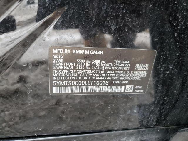 5YMTS0C00LLT10016 - 2020 BMW X3 M COMPETITION BLACK photo 12