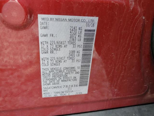 5N1AT2MV9JC782436 - 2018 NISSAN ROGUE S RED photo 13