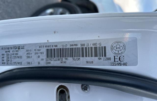 3C6TR5DT5JG180732 - 2018 RAM 2500 SLT თეთრი ფოტო 10