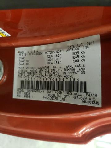 4A37L5EF3CE007884 - 2012 MITSUBISHI ECLIPSE SPYDER GS 橙色 照片 12