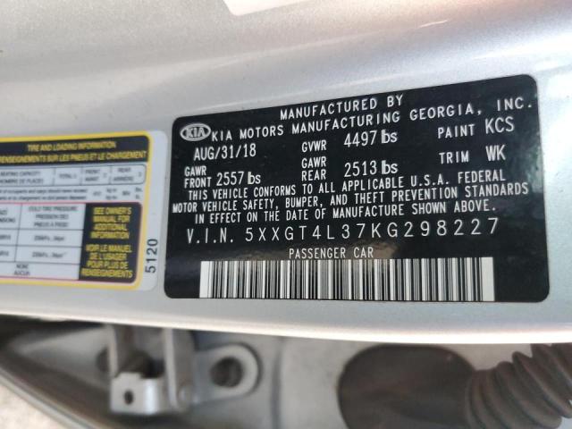 5XXGT4L37KG298227 - 2019 KIA OPTIMA LX SILVER photo 12