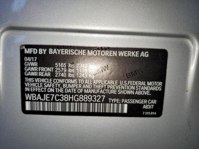 WBAJE7C38HG889327 - 2017 BMW 540 XI SILVER photo 12