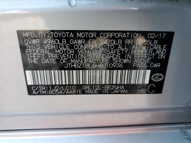 JTHBZ1BL6HA010936 - 2017 LEXUS GS 350 BASE SILVER photo 12